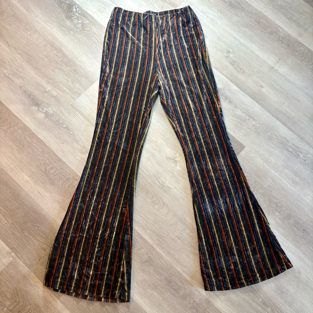 Urban Outfitters Velvet Stretch Flare Pants High Waist High Waisted Size L